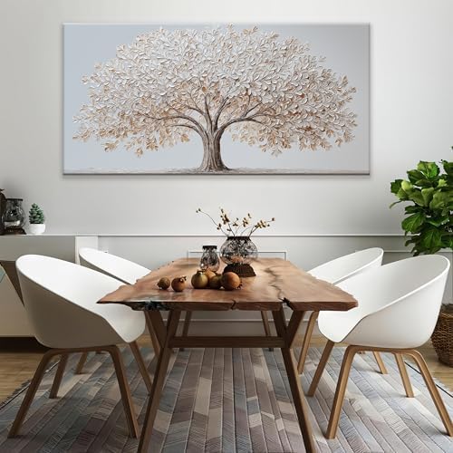 Tree Of Life Large Wall Art Decor 29"X58" White Wall Art - Image 5