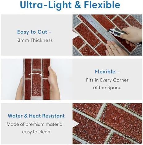 COMSTICKC 3D Peel and Stick Faux Brick Wall Panels - Image 5