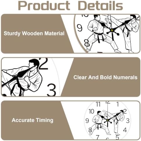 Martial Arts Wall Clock Silent Non-Ticking 12" - Image 3