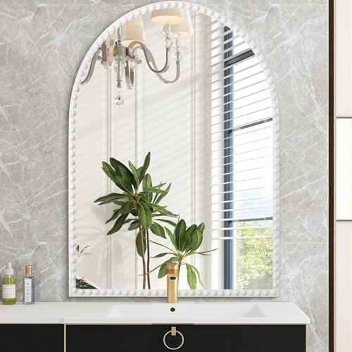 Arched Mirror for Wall, with Beaded Framed Metal Accent Wall Mirrors Decorative by HLFMVWE