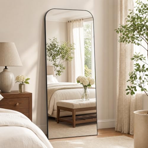Arched Floor Standing Mirror 64"x21"Black by Unknown