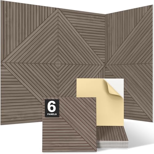 JBER Wood-Pattern Acoustic Panels 23.6" x 23.6", 6 Pack, Light Walnut by JBER