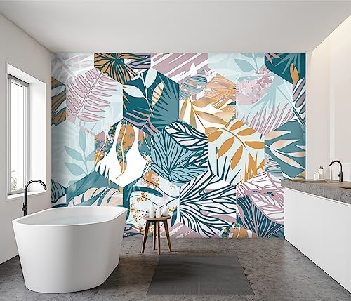 -Abstract Geometry Botanical Banana Leaf Fabric Wallpaper Living Room Bedroom - Image 3