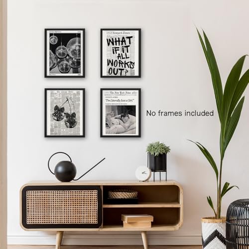 NaZaUK What If It All Works Out Wall Art Prints Set of 4, Newspaper Wall Decor - Image 5