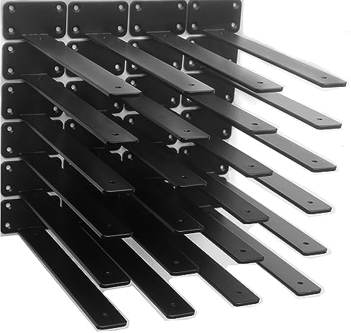 24 Pack - 12 inch Black Hidden L Shelf Bracket Iron Floating Shelf Brackets by MHMYDZ