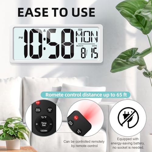 XREXS Large Digital Wall Clock Battery Operated - Image 2