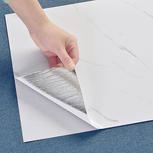 Haimin 3D Wall Panels Peel and Stick Marble Tile Look 10 Pack Waterproof by HaiminHomeDecorWallpaper