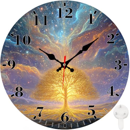 12" Silent Wall Clock, Round Wall Clock, Glowing Life Tree by Unknown