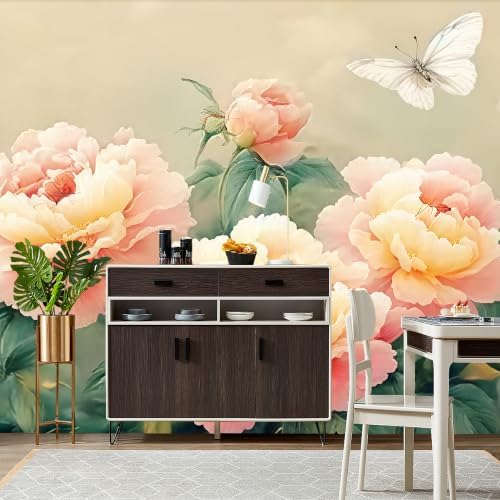 Poetic and Dreamlike Peony Flower Illustration Style self-Adhesive Murals - Image 4