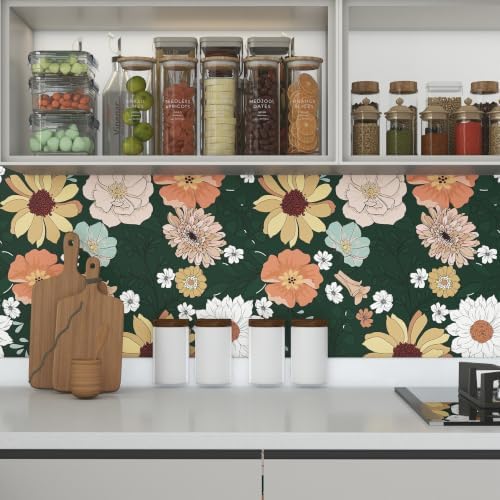 17.7" x 197" Floral Wallpaper Peel and Stick Vintage Floral Contact Paper Boho - Image 2