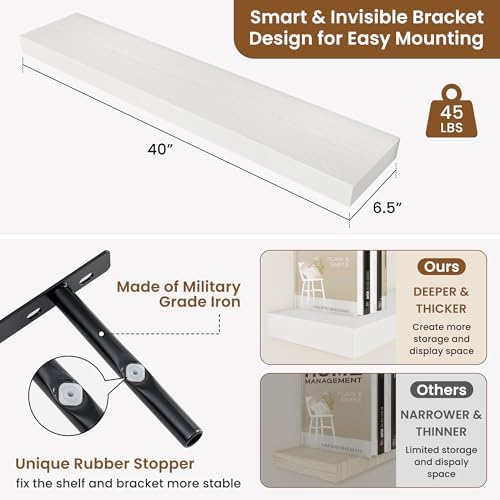 Floating Shelves for Wall, Wall Mounted Wood Shelves - Image 3