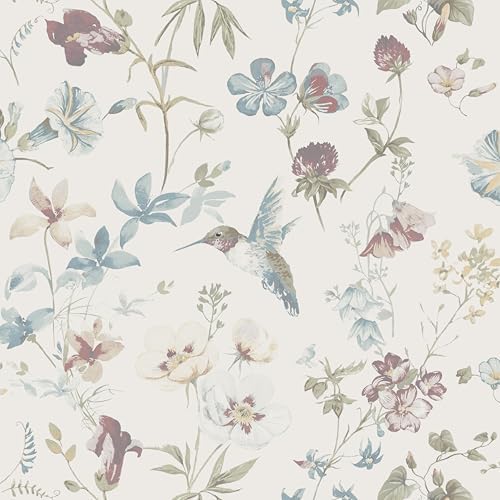 Heroad Boho Floral Bird Botanical Wallpaper Beige Neutral Peel and Stick by HeroadBrand