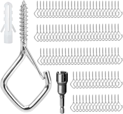 2.36IN Ceiling Screw Hooks for Hanging Plants, Safety Buckle by Ticway