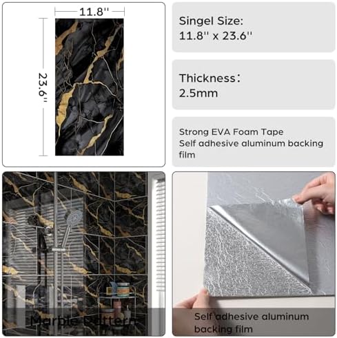 Marble Peel and Stick Backsplash 23.6 x11.8 in - Image 6