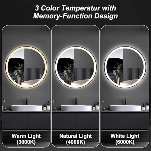 36 Inch LED Bathroom Mirror, Round Wall Mount Vanity Mirror - Image 5
