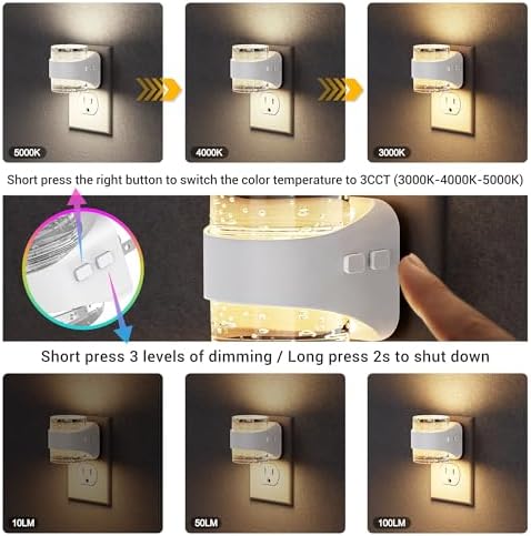 JandCase LED Night Light, Bubble Night Lights Plug into Wall Auto, 3 Color - Image 3