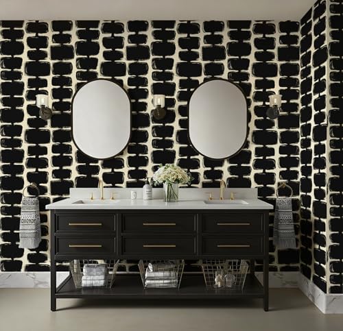 Safiyya 17.3"x197" Peel and Stick Wallpaper Black and Cream White Contact Paper - Image 5