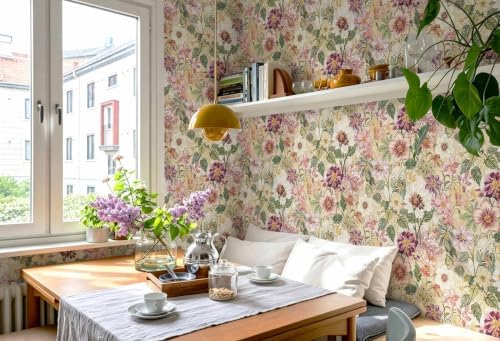 Floral Peel and Stick Wallpaper Beige Boho Contact Paper Matte Texture Warm - Image 6