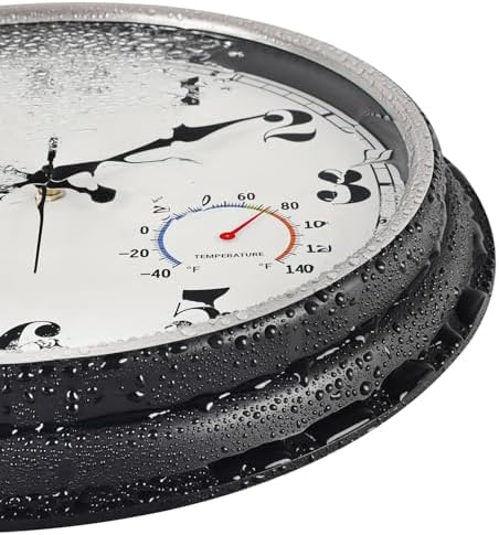 45MinST 16 Inch Silver Vintage Large Indoor/Outdoor Waterproof Wall Clock - Image 2