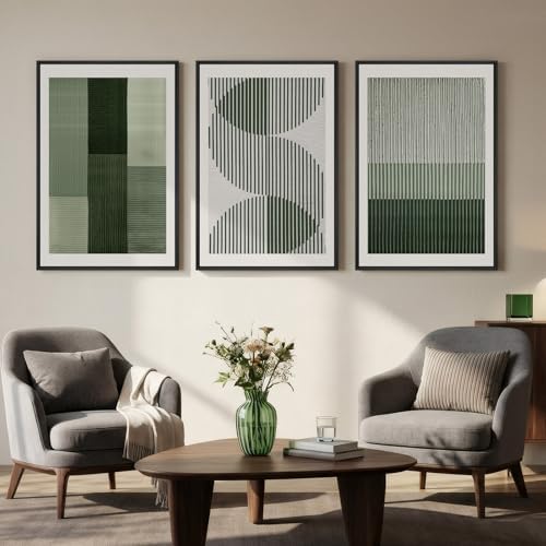 Large Framed Sage Green Abstract Wall Art - Image 4
