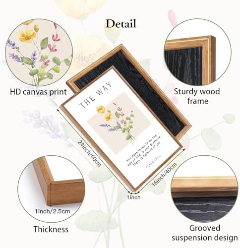 CHDITB Christian Bible Verse Framed Wall Art Set, Floral Scripture Prints - Image 6