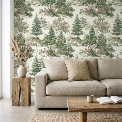 VaryStyle Tolie Woodland Wallpaper Peel and Stick Forest Tree/Deer/Floral - Image 6