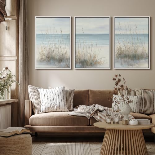 MUDECOR Framed Canvas Print Wall Art Set Coastal Dune Grass - Image 4