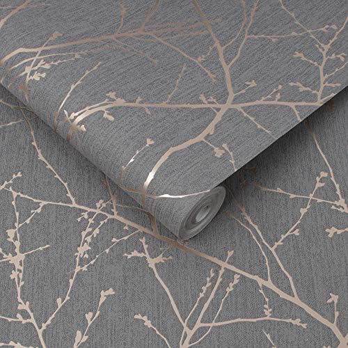 Innocence Charcoal and Copper Wallpaper - Image 3