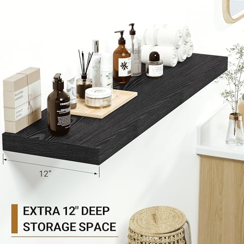 Vivelove Black Floating Shelves, 55 X 12 Inches - Image 4