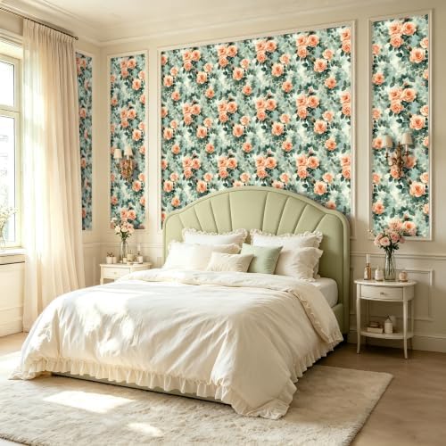 BOKEBEVE Green Leaf Wallpaper Stick and Peel Pink 17.5 x 118In - Image 6