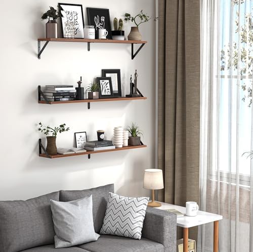 Heimlove Floating Shelves for Wall, 32 Inch Long Wood Floating Shelves Set of 3 - Image 5