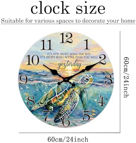 Large Sea Turtle Wall Clock 24 Inch Silent Non Ticking - Image 6