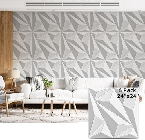 Art3dwallpanels Acoustic Wall Panels, 24 X 24 Inch White and Gray, 6 Pack by Art3dwallpanels