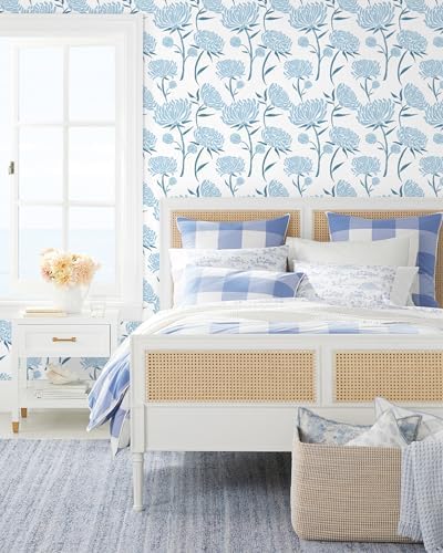 Hopepak 17.3" x 78.7" Peel and Stick Wallpaper Floral Contact Paper Blue Wall - Image 5