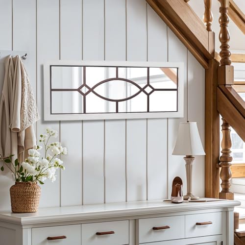 Farmhouse Mirror for Wall Decor: 43.3"x17.7" Large Rustic Windowpane Mirror - Image 6