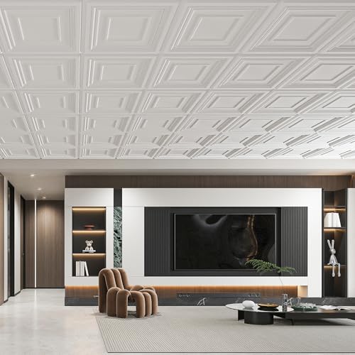 Art3d PVC Drop Ceiling Tiles 24x24 in, 48 Sq.Ft, Snow White - Image 6