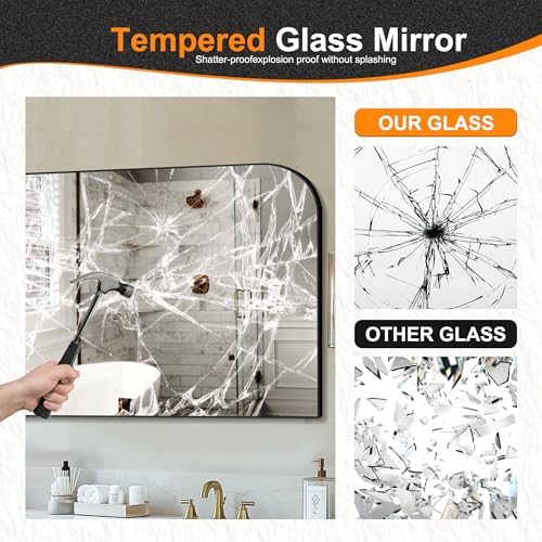 Delma 30"x55" Black Metal Framed Bathroom Mirror - Image 6