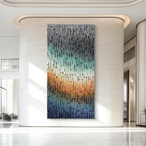 LIUZEYUE Large-Scale Wood Wall Art Featuring Architectural Wood Strips by Unknown