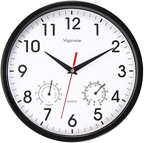 10 Inch Black Wall Clock Silent Wall Clocks by Vigorwise