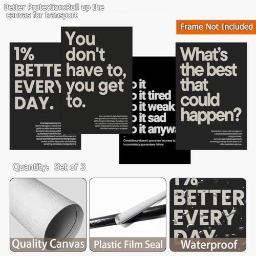 Unframed Set of 4 Motivational Quote Poster Inspirational Canvas Wall Art - Image 2
