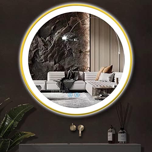 Gold Bathroom Round LED Mirror by ARUMMA