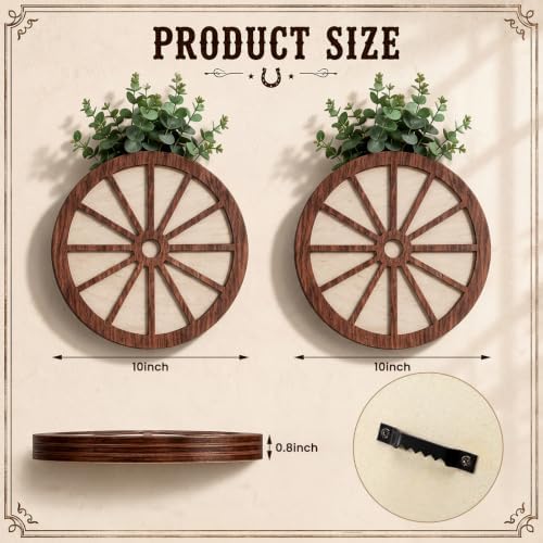 Novabright 2 Pack Wagon Wheel Vase Rustic Wooden Western Wall Decor - Image 3