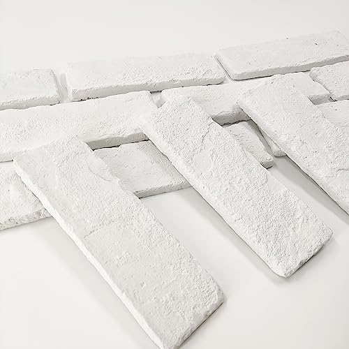 40 Pcs White Thin Brick Veneers, 2.4" x 7.9" Wall Brick, 3D Faux Brick - Image 5