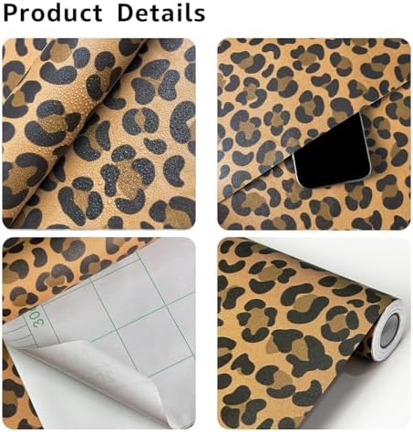 17.3" x 393.7" Leopard Peel and Stick Wallpaper Yellow Leopard Print Waterproof - Image 2