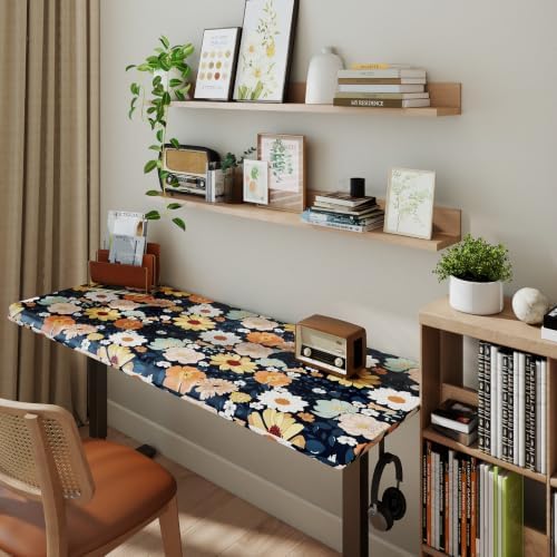 17.7" x 118" Boho Peel and Stick Wallpaper Navy Blue Flower Leaf Vintage Floral - Image 4