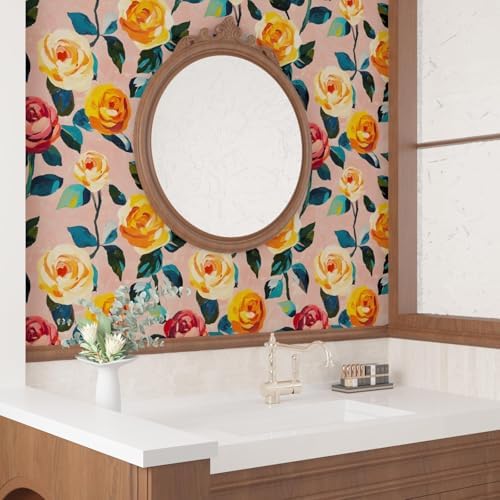 Laatse Watercolor Boho Floral Peel and Stick Wallpaper 17.5" 118" - Image 4