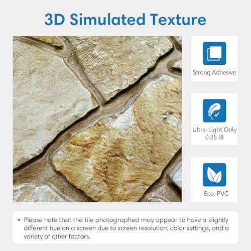 COMSTICKC 3D Faux Stone Wall Panels Peel and Stick Decorative Tiles - Image 3