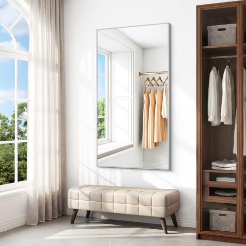 BONEWEI Silver Bathroom Mirror, 30x55 inch Wall Mirror - Image 5