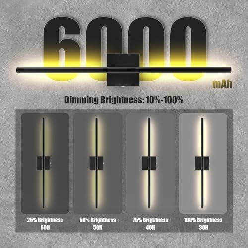 Battery Operated Wall Sconces Set of 2 Rechargeable LED Wall Lights, Dimmable - Image 2