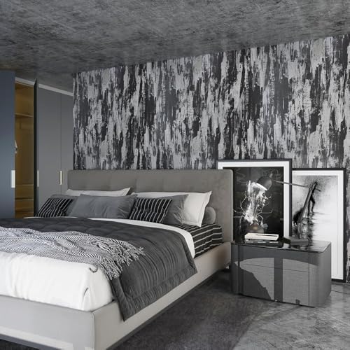 BOMENG Large Black Concrete Peel and Stick Industrial Wallpaper 48"x118" Cement - Image 5